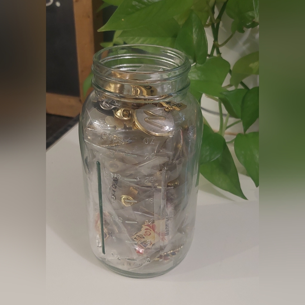 Jar of Mixed Gold and Silver Buttons